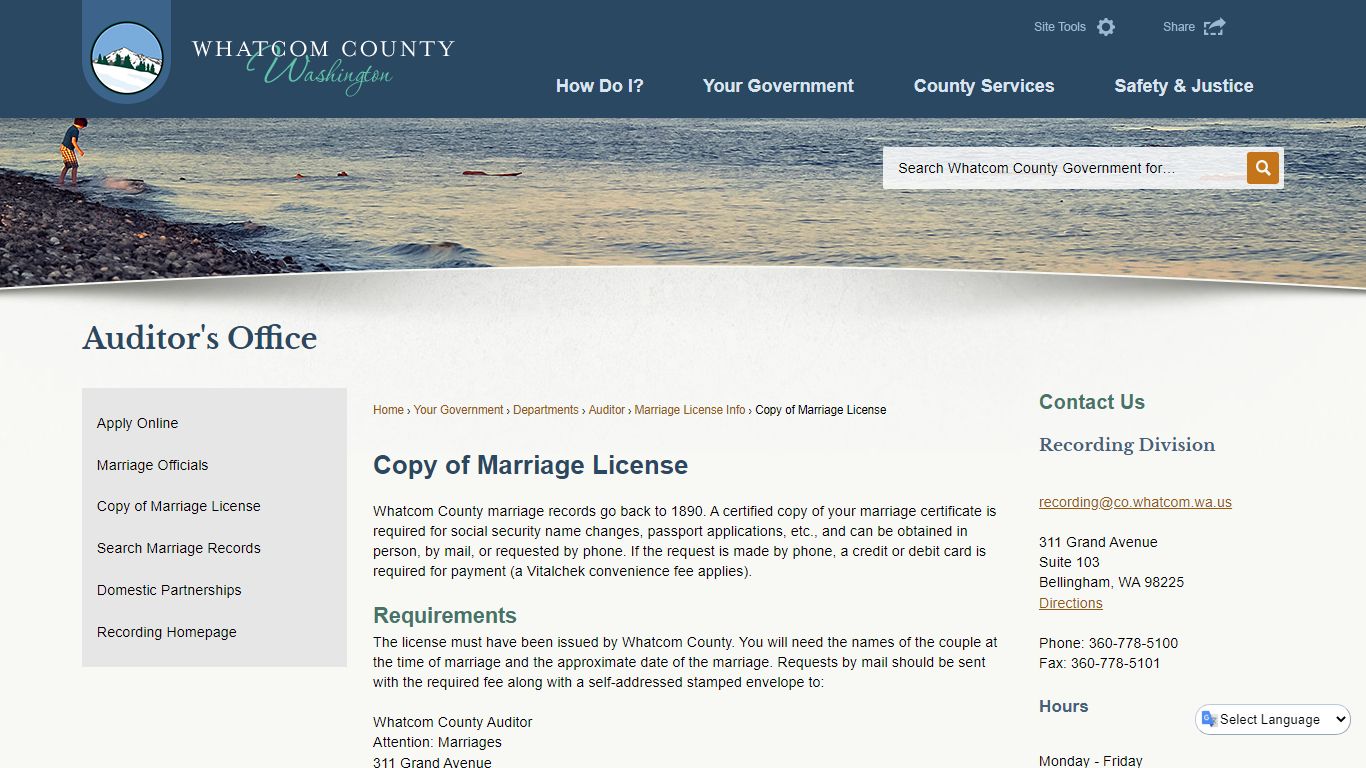 Copy of Marriage License | Whatcom County, WA - Official Website