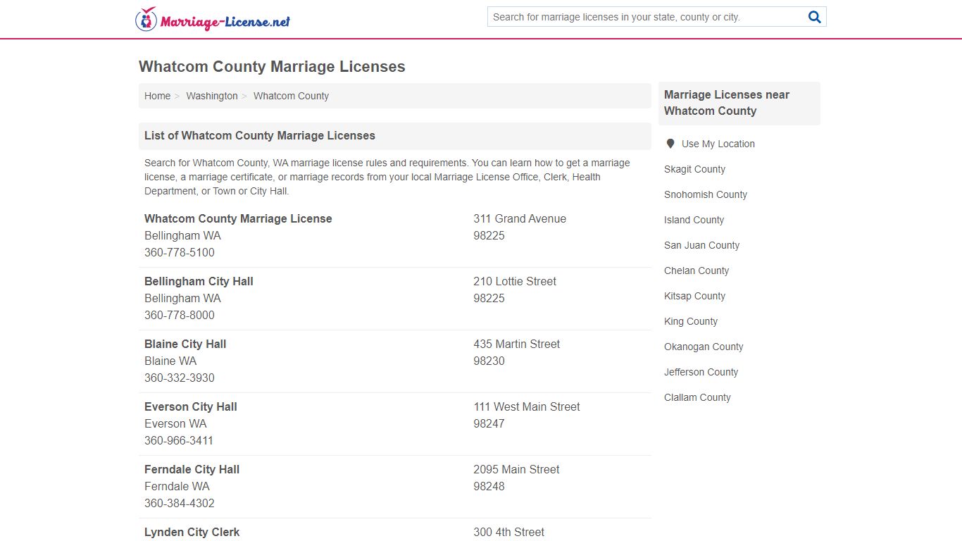 Whatcom County Marriage Licenses