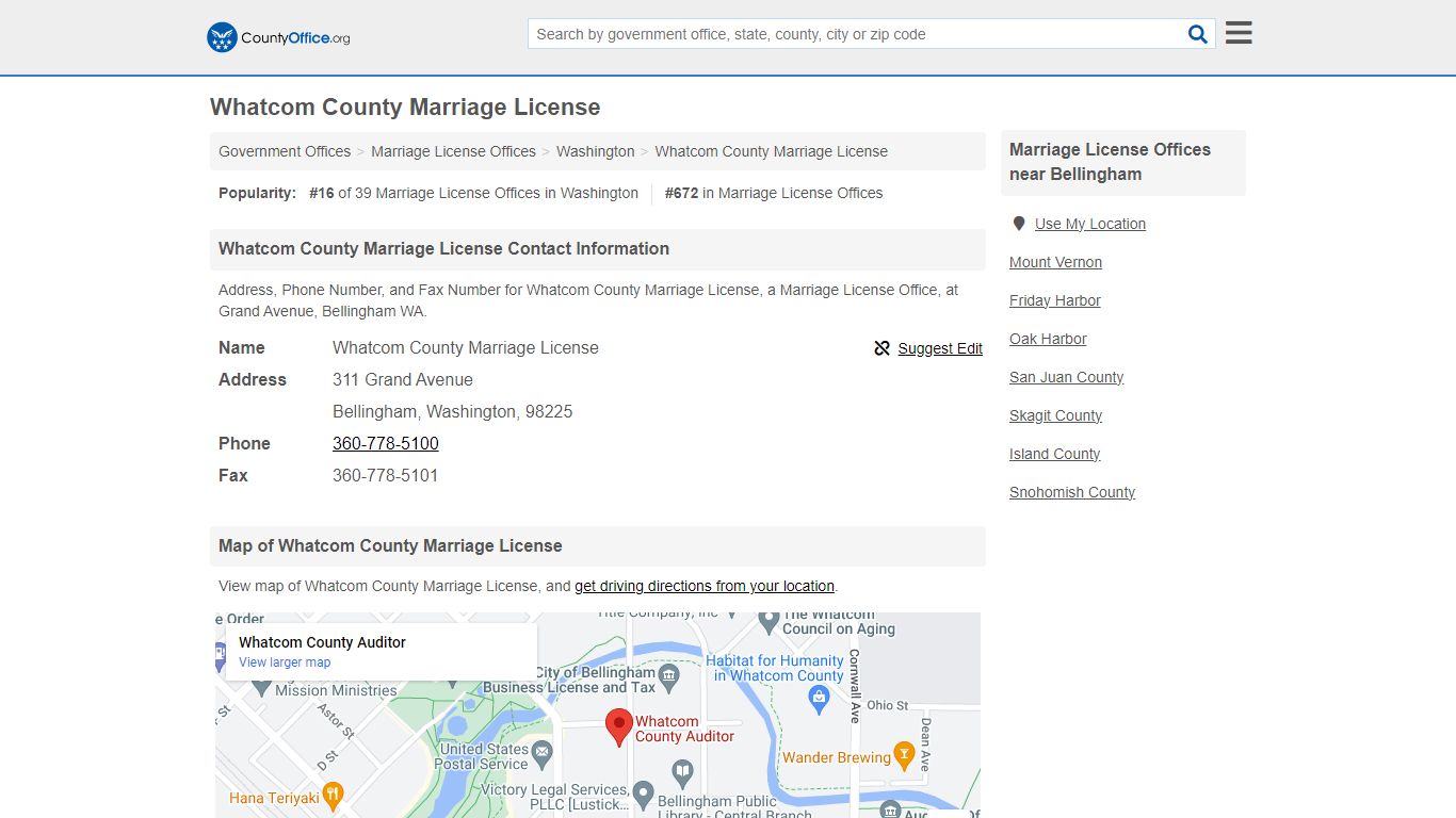 Whatcom County Marriage License - Bellingham, WA ... - County Office